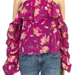 Essue floral cold shoulder top blouse in berry M